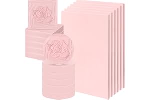 Innconee 18 Pcs Rubber Stamp Carving Blocks Linoleum Blocks 4"x6" and 2"x2" Round Square Rectangle Block Carving Kit for Stamp Crafts DIY Project(Pink)