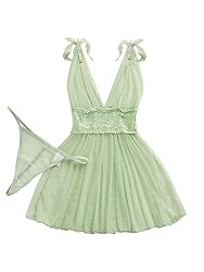 Lilosy Sexy Polka Dots Mesh Sheer Babydoll Chemise