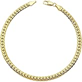 BA UNIQUE FASHION 18K Gold Electroplated Cuban Chain Anklet – 5.5mm Concave, 5mm Miami Cuban Link – Made in Korea, 9-12 Inches