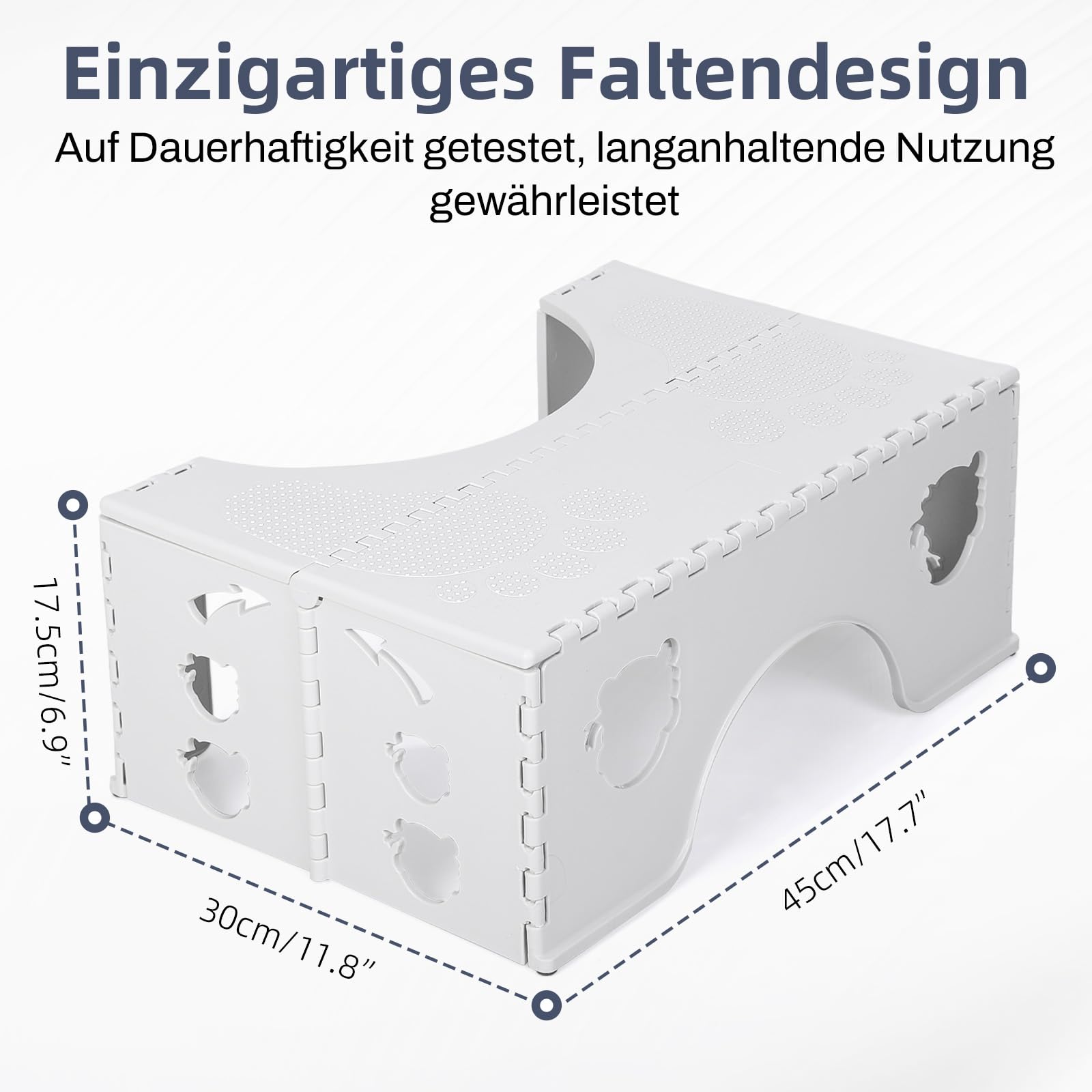 Klappbarer Toilettenhocker Erwachsene Weiß Platzsparend | WC Tritthocker Faltbar Fußhocker für Klo | Stuhlgang Hocker für Toilette Bad Komfortables Design 6
