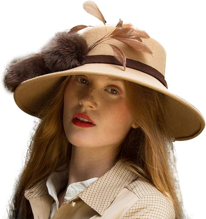 JUNE'S YOUNG Women Hats 100 Wool Felt Hats Wide Brim Wedding Party