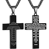GLITTO Valentines Day Gifts for Him - Football Cross Necklace for Kids Men Teen Boys Boyfriend Husband, Inspirational Bible Verse Religious Christian Gift