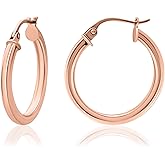 Sterling Silver Polished Finish Square-Tube Hoop Earrings 0.07" Wide 0.59"-1.77" Diameter