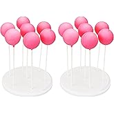 NANGOPOP 2 Pack Cake Pop Stand - 7 Hole Wood Lollipop Holder Display Round Candy or Sucker Stand for Wedding, Birthday Party,