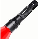 DARKBEAM Red Light Flashlight Tactical LED High Power Rechargeable Zoomable | Super Bright Redlight Flashlights, Handheld Flash Light Small, for Hunting, Fishing, Astrophotography, Astronomy, 620-625nm