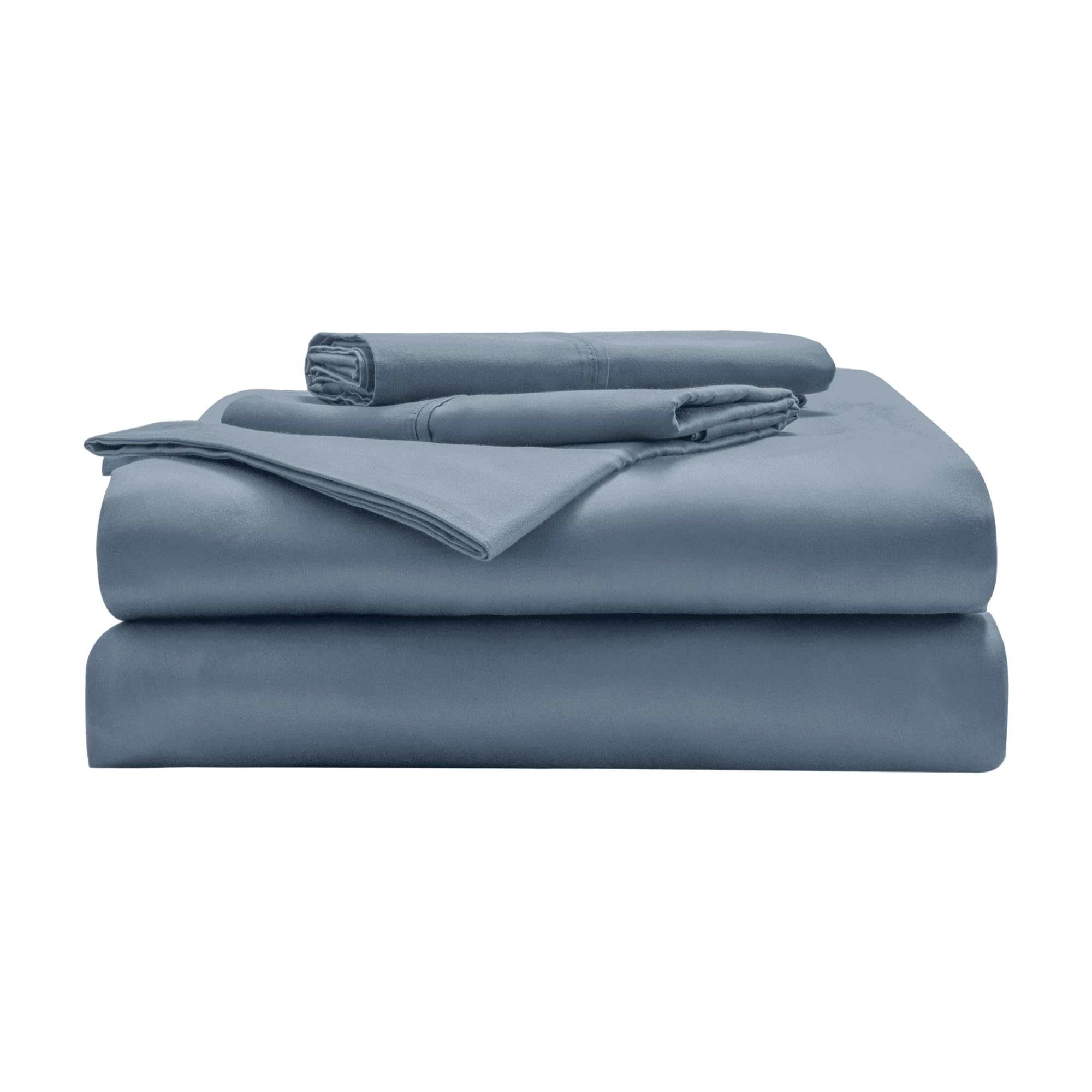 Photo 1 of **DAMAGED OUTER PACKAGE**Miracle Made Luxe Soft Cotton Bed Sheet Set, 4-Piece Silver-Infused Cooling Fabric – Lightweight, Hypoallergenic Bedding for Hot Sleepers, Queen Size, Slate Blue