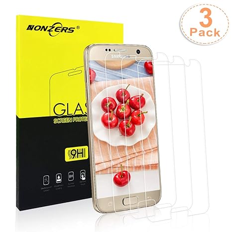 NONZERS Panzerglasfolie für Samsung Galaxy S7, [3 Stück] Ultra-klar 9H Härtegrad,Blasenfrei Einfache Montage, Anti-Öl,Kratzer
