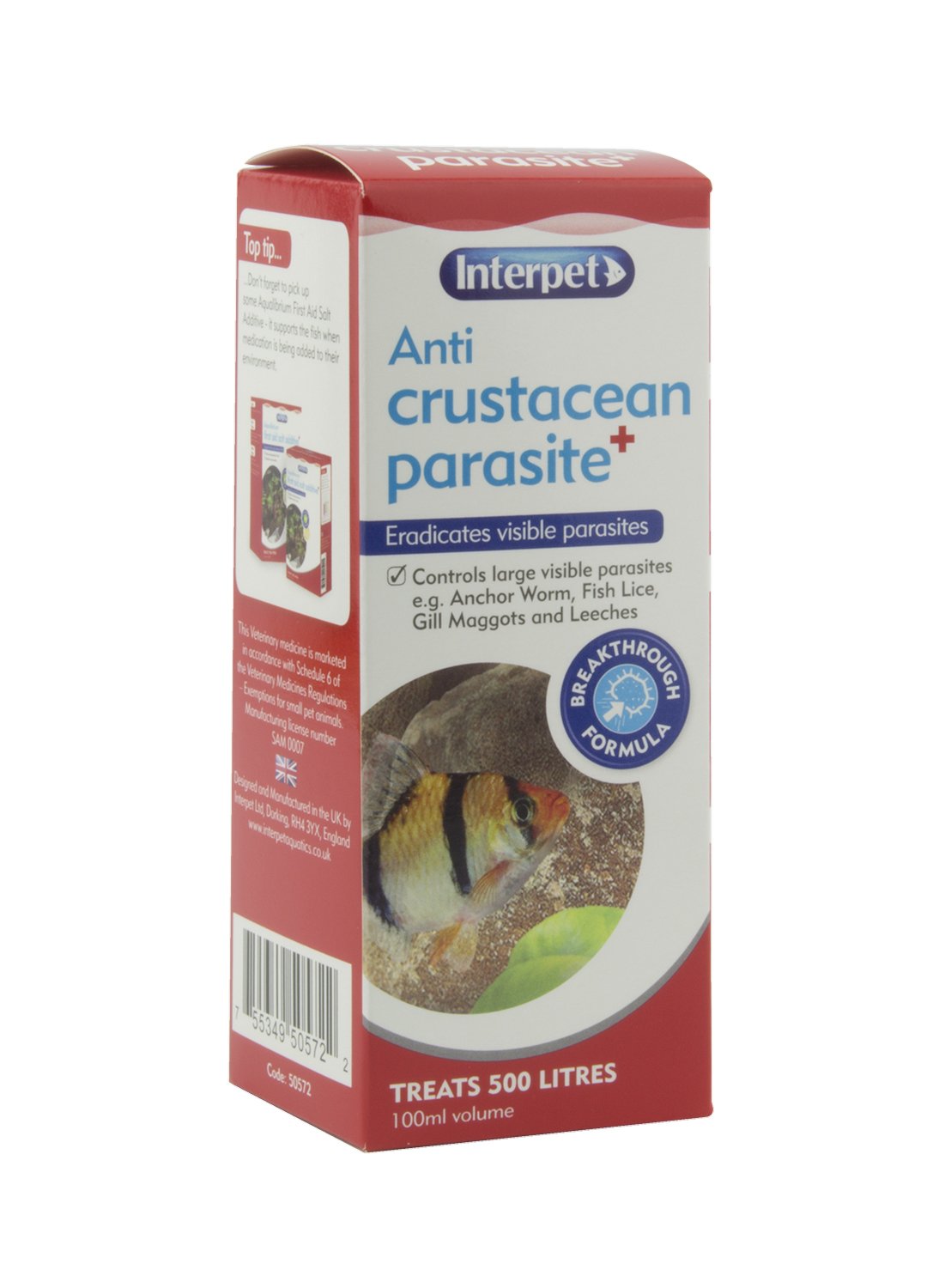 Interpet Anti Crustacean Parasite Aquarium Fish Treatment, Controls Parasites, 100 ml, Treats 500 litres