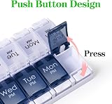 CSTDE Weekly Pill Box Organiser Large 7 Day 2x Daily Push Button view 3