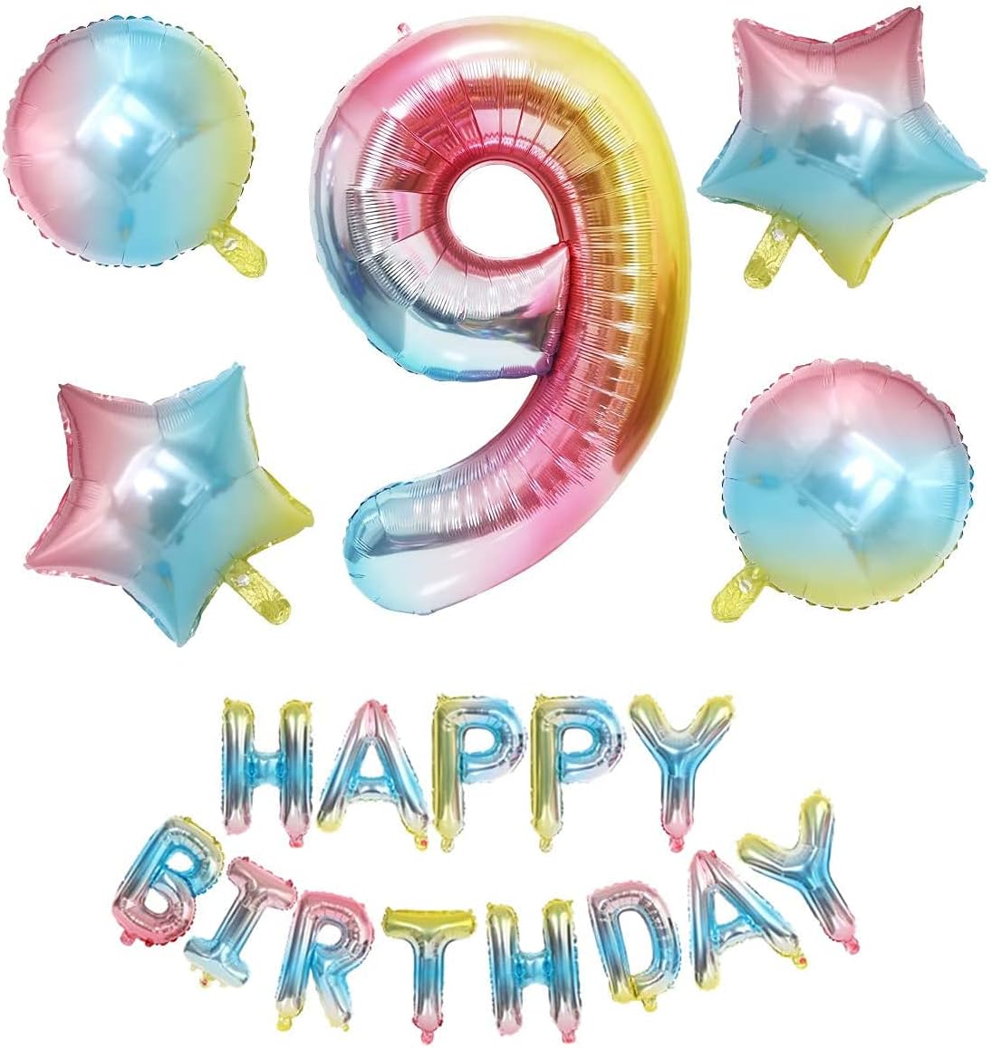 ANCLLO 40 Inch Balloon Rainbow Gradient Colorful Big Number Balloons for Happy Birthday Party Decorations-Number 9 - Image 4