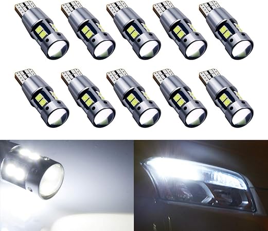 Amazon T10 Led ポジションランプ 爆光 ホワイト10個 キャンセラー内蔵 W5w 10連3030smdled素子 時間寿命 12v ルームランプ スモールランプ クリアランスランプ コーナリングランプ 車 バイク
