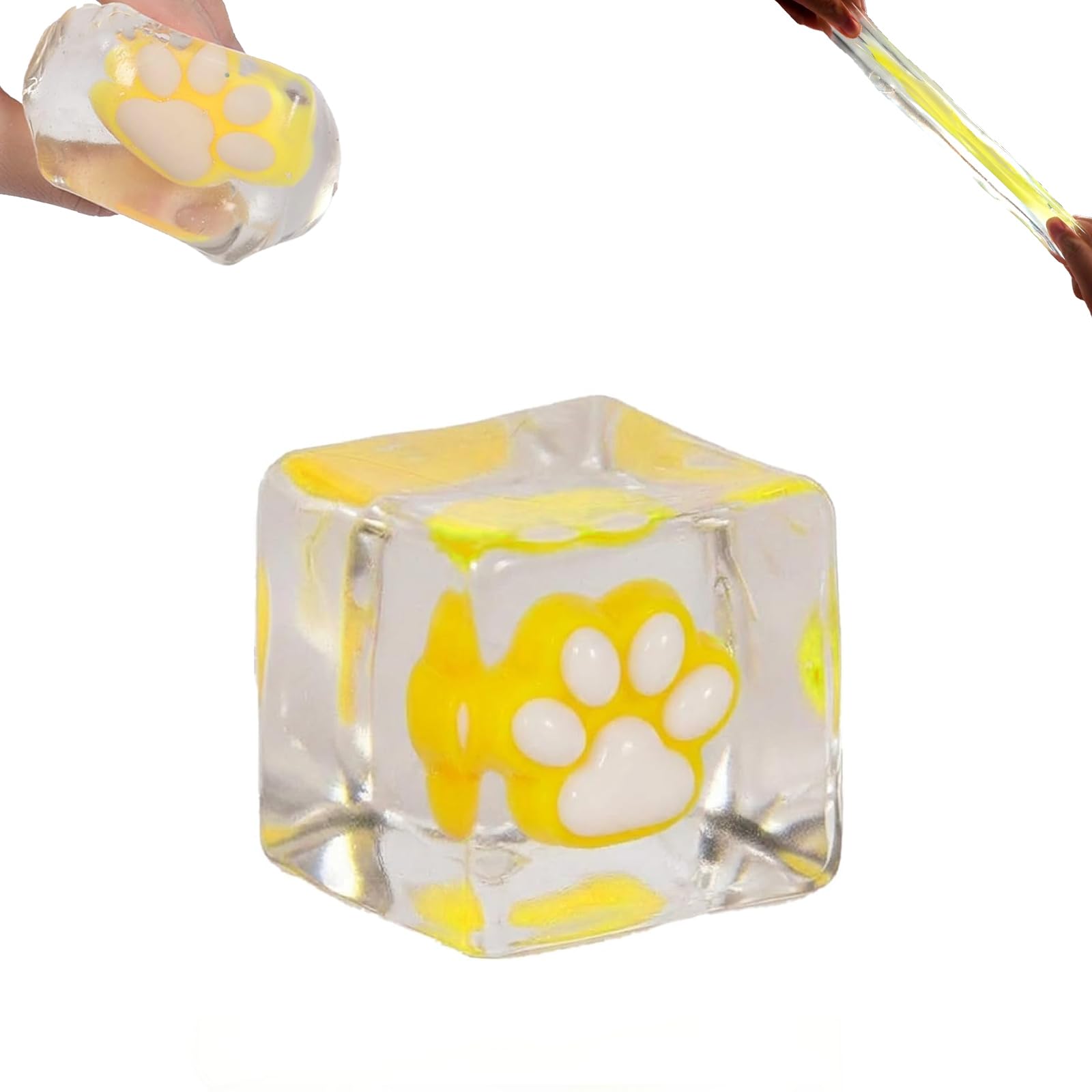 Stress Balls with cat paw 1.97",Funny Fidget Toys Novelty Things Suitable for Adults & Kids(Yellow)