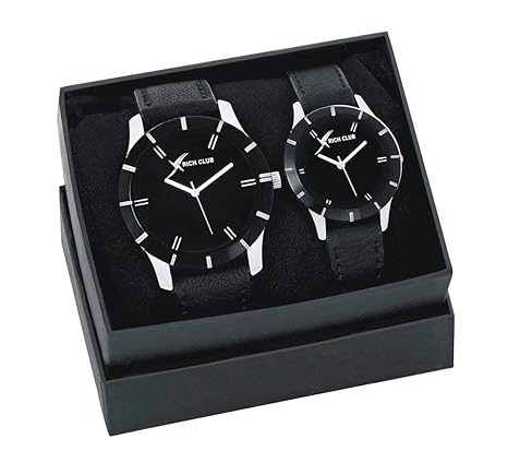 Analogue Black Dial Mens & Womens Couple Watch (605-Cpl)