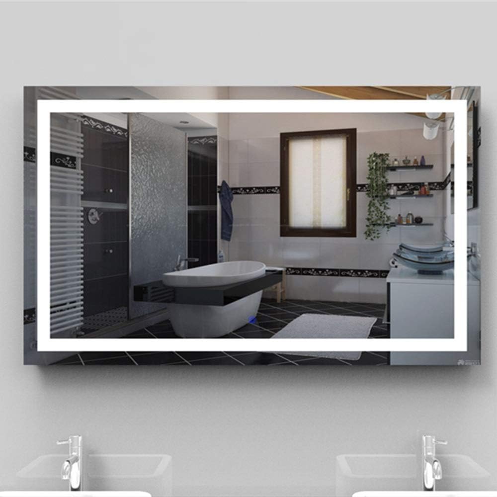 Amazoncom Led Bathroom Mirror Modern Slim Illuminated Battery Led Bathroom Mirror Smart Led Touch Bathroom Mirror Anti Fog Wall Hanging Makeup Mirror Wall Mirror With Lights Color White