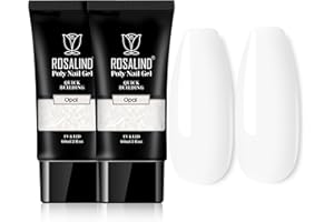 ROSALIND White Poly Extension Gel, 2 PCS 2 oz White Poly Nail Gel kit Nail Builder for Opal Nail Art Decoration, Nail Thickening Poly Nail Gel Tube Easy to DIY Use Need UV Lamp