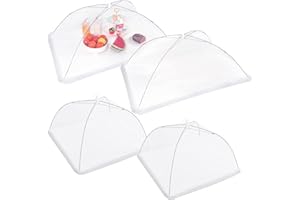 JULBEAR 4 Pcs Large and Tall Mesh Food Cover Tent Umbrella Food Screen Covers for Outside Pop-up Mesh Reusable Food Nets for 
