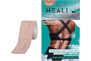 INNOVATIONS BY HEALI Heali Kinesiology Tape with Magnesium and Menthol, 20 Pcs Precut Strips, K Tape Roll, Knees, Physical Therapy Sports Tape for Knees, Joints & Muscles, Water Resistant, Beige Inspiration