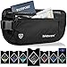 RFID Blocking Money Belt with 7 Anti-Theft Protector Sleeves (1 Passport and 6 Credit Card RFID Holders) for Travel