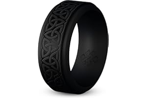 Knot Theory Silicone Ring for Men - Trinity, Claddagh, Celtic Engraving - 8mm Bandwidth Breathable Comfort Fit