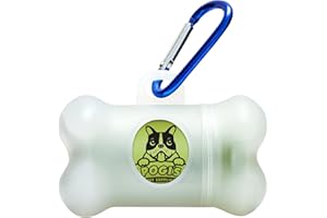POGI'S PET SUPPLIES Pogi's Dog Poop Bag Dispenser with Metal Carabiner Clip - Includes 15 Pogi's Poop Bags for Dogs