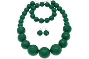 We We Chunky Pearl Necklace for Women Large Big Faux Pearl Necklace and Earrings set 1920s Costume Jewelry set Prom party