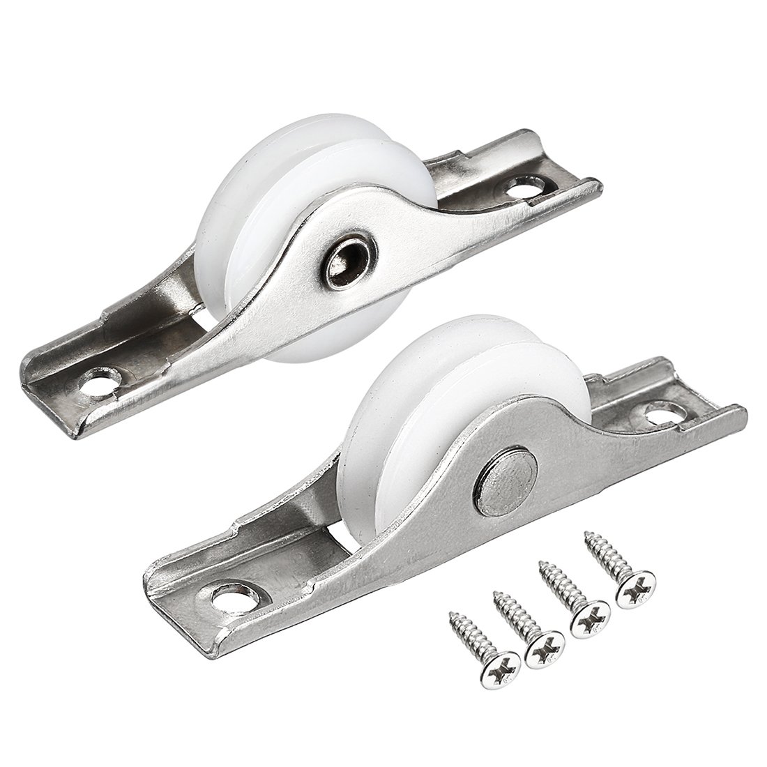 Sourcingmap 24mm Dia Nylon Single Wheel Electroplating Sliding Door Window Pulley 2 Pieces