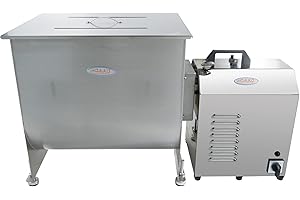 HAKKA BROTHERS Hakka 60lb/30L Electric Meat Mixer, Stainless Steel 40L Capacity Fixed Tank Commercial Meat Mixer with Motor for Sausage Restaurant Food Processing Equipment