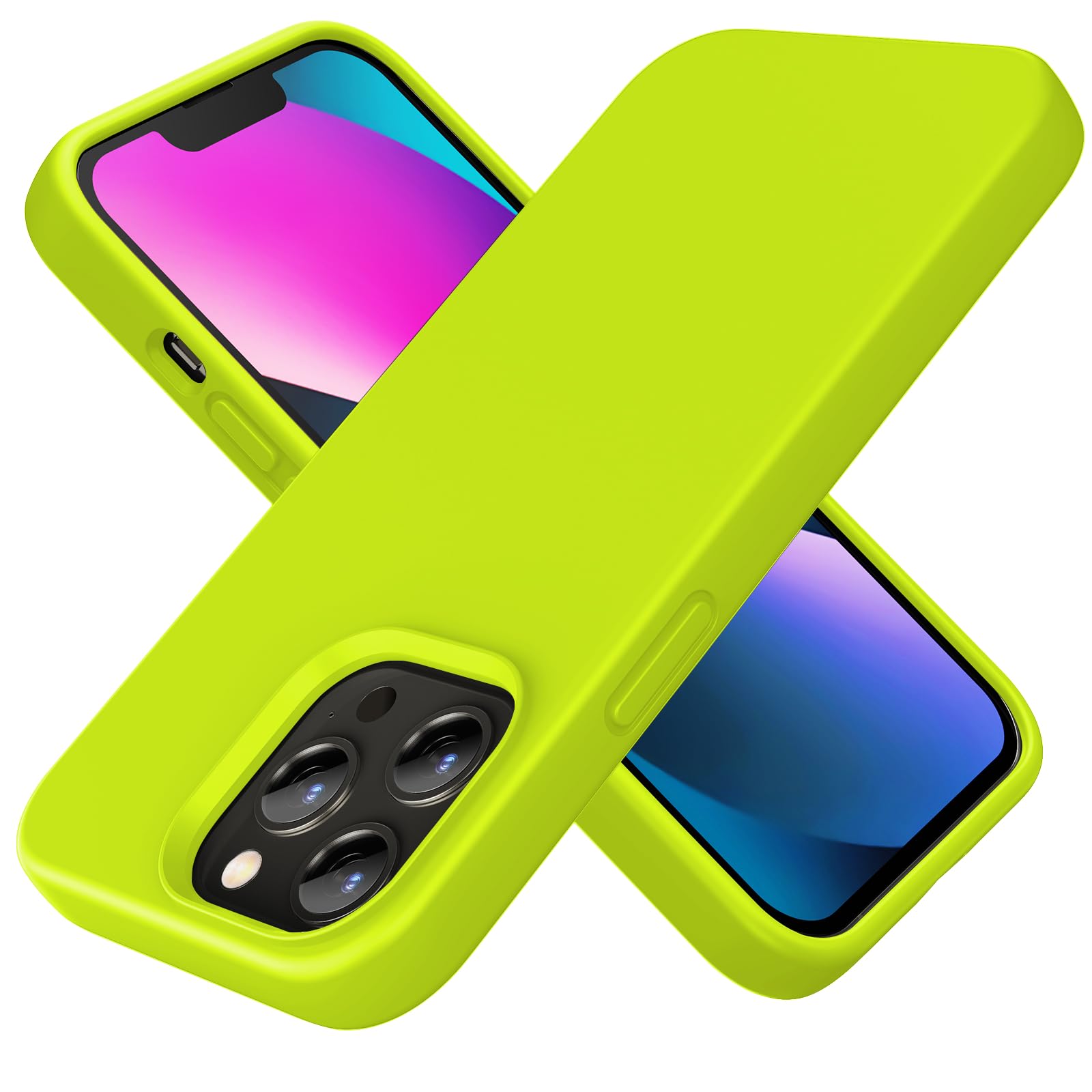 TIIXXE Silicone Case Compatible with iPhone 13 PRO Case Soft Ultra Slim Protective Shockproof Liquid Silicone Phone Case,Anti-Scratch Microfiber Lining, 6.1" fluorescent yellow — image 1