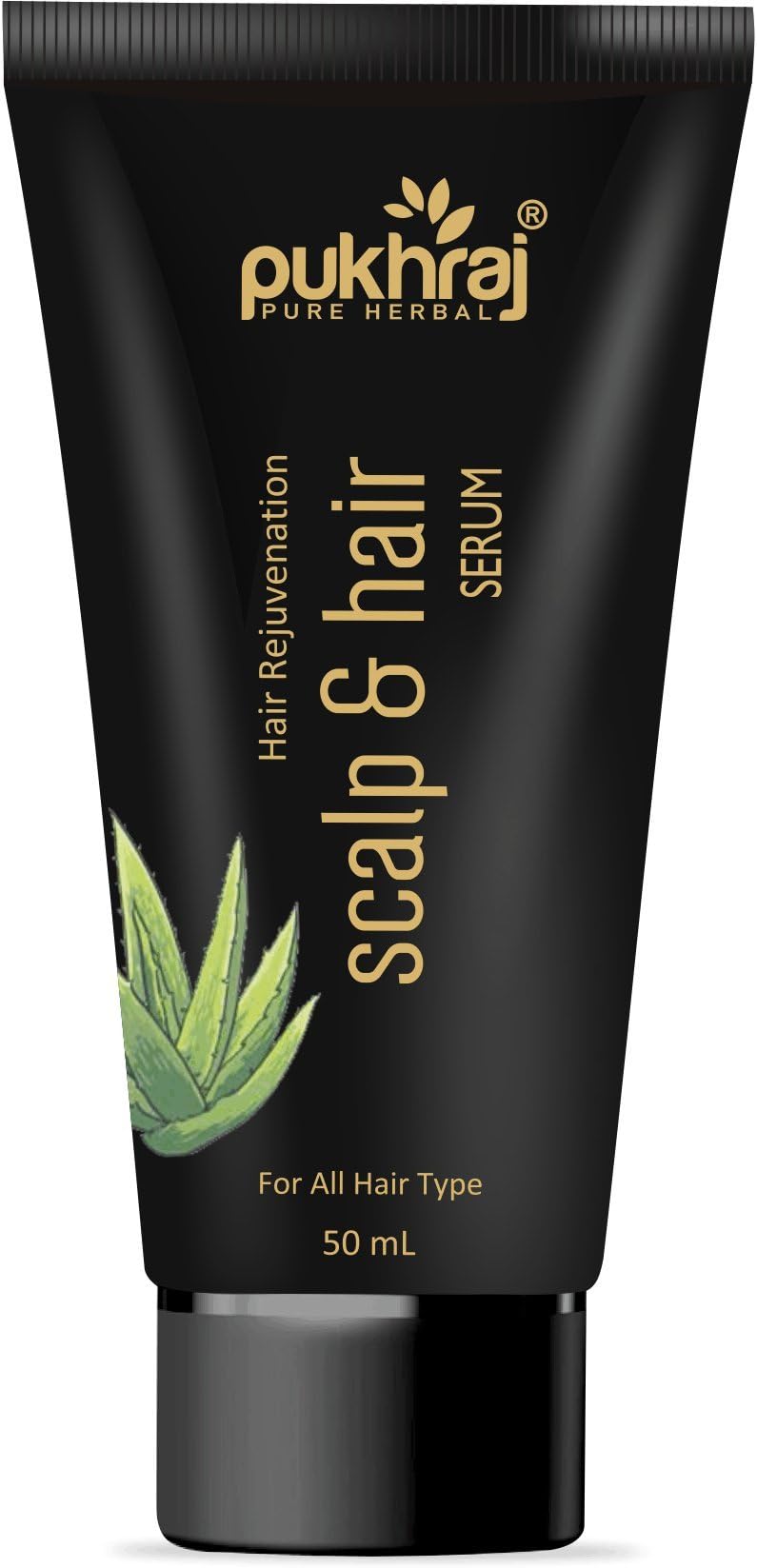 Pukhraj Natural Hair Serum - Vitamin C Serum - Aloe Vera Hair Growth Hair Loss Hair Products For Men & Women Non Greasy 50 Ml