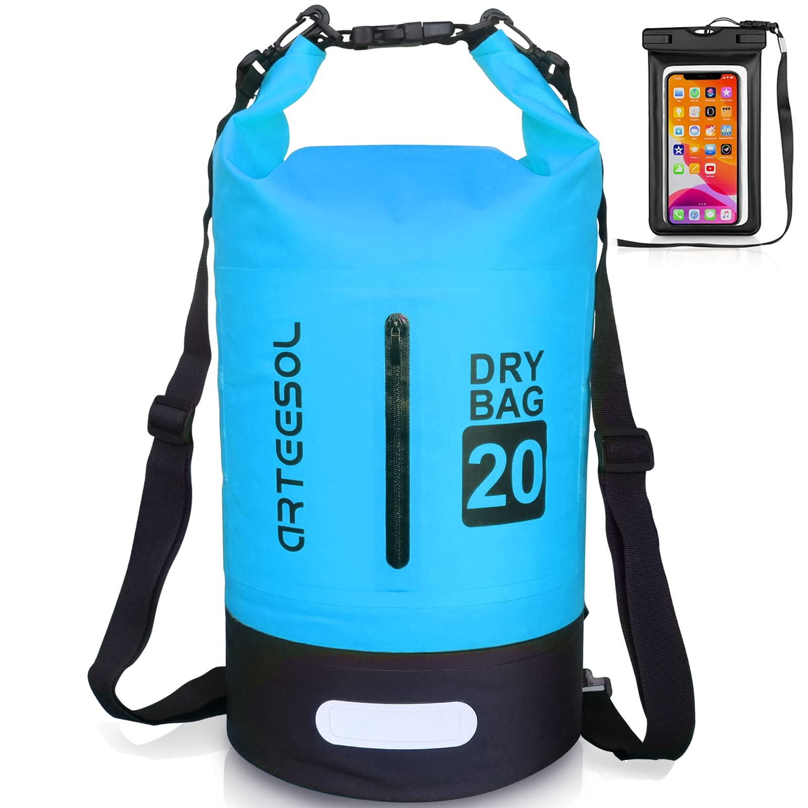 Blackace arteesol Dry Bag 5L/10L/20L/30L Wet Bag Waterproof Bag with Phone Pouch Double Shoulder Strap Backpack for Travelling Fishing Cycling Kayaking Swimming Boating Beach