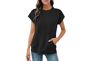 Short Sleeve Sweatshirt Women Casual Crewneck Pullover Sweatshirts with Pockets Plus Size Tunic Sweat Shirts Summer Tshirt