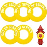 Amyhill 5 Pcs Out of Service Fire Hydrant Rings, Yellow | 7 in Outer Diameter, 3.5 in Center Hole, White Warning Text, High Visibility, Quick Slip on Setup, Build Outdoor Ready