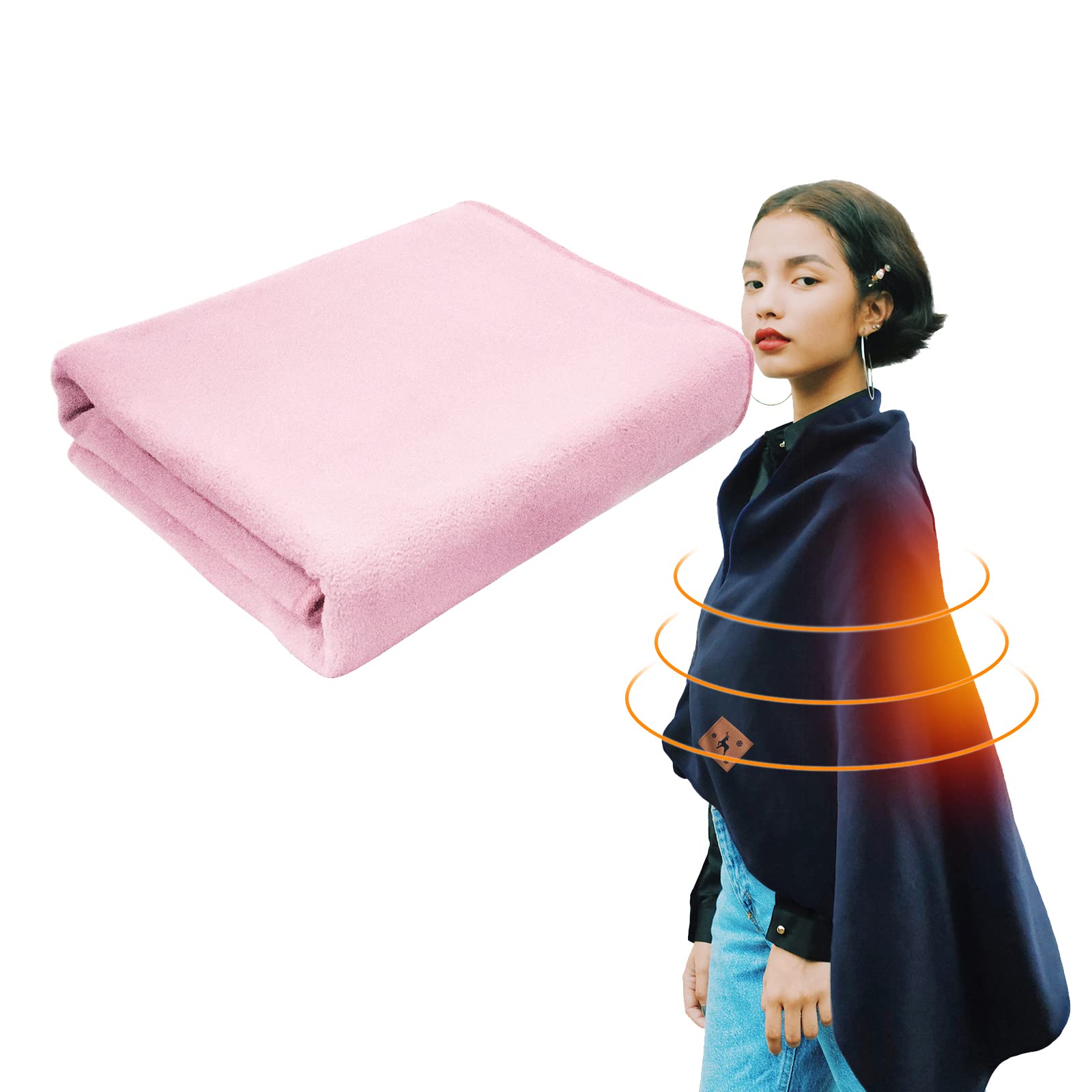 USB Electric Throw Heated Blanket, Wearable Heated Wrap for Body 5V USB Heating Pad for Shoulders Abdomen Leg Portable Blanket with 3 Temp Settings & Timer, 59in x 31.5in