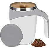 JELOVA Electric Magnetic Stirring Coffee Mug, Electric Mixing Mug, Automatic Funny Self Mixing Cup, Stainless Steel Travel Cup for Chocolate, Milk, Tea, Office, Home, Kitchen, 12 oz/350ml, White