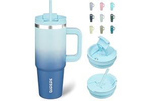 BJPKPK Tumbler With Handle 30 oz Stainless Steel Insulated Tumbler With Lid And Straw For Water Or Ice Coffee,Sky