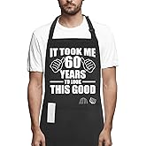 POTALKFREE 60th birthday gifts for women Men, Funny Chef Aprons with Pockets for 60 year old birthday gift