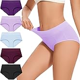 CleainKorte Womens Cotton Underwear Hipster Ladies Panties for Women Mid Rise Coverage Briefs Strech Breathable - 5 Pack