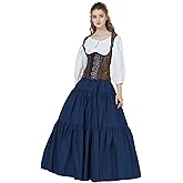 BEAUTELICATE 100% Cotton Victorian Maxi Skirt Women Gypsy Medieval Renaissance Boho Skirt Full Length