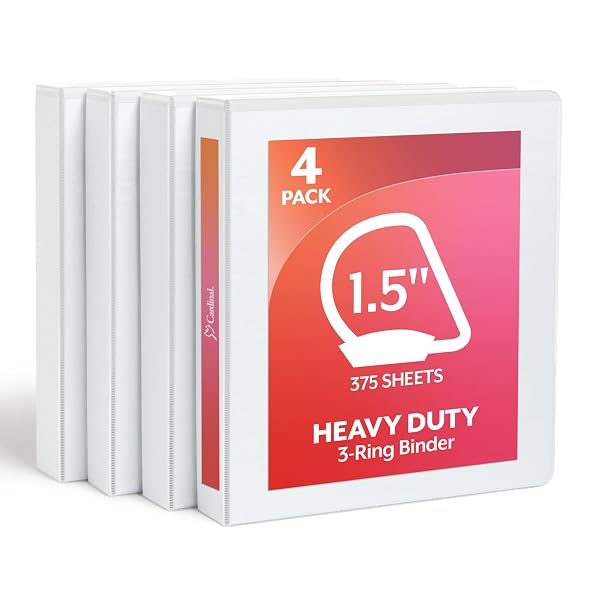 CARDINAL 1.5 INCH 3 RING BINDER, D RING,...