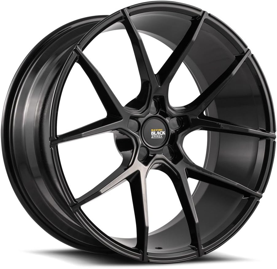 19" Inch Savini BM14 Gloss Black Wheels Rims Only | Set of 4 | Includes Free Wheel Club LA T-Shirt | Fits Audi Mercedes BMW Infiniti Dodge Cadillac Chevy Ford Lexus Tesla Nissan Hyundai