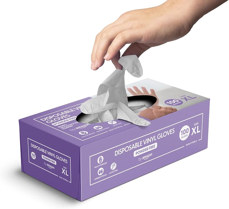 Guantes Desechables de Vinilo, sin Polvo, sin Látex, Talla XL, Paquete de 100