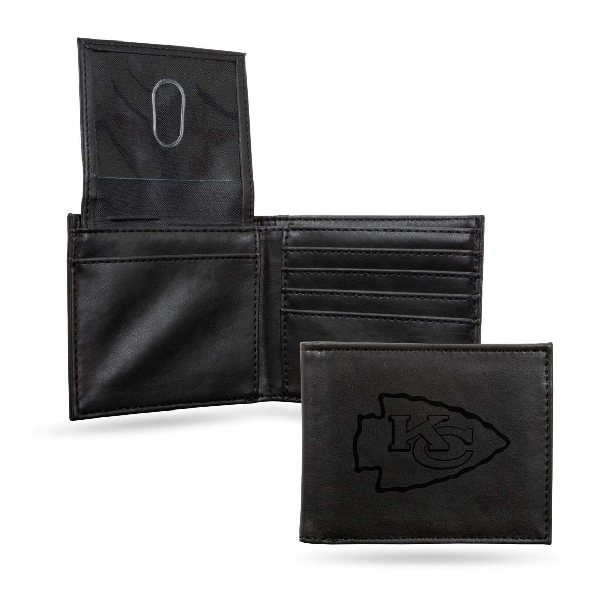 Kansas City Chiefs Laser Engraved Black Billfold Wallet