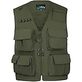 AOTORR Mens Outdoor Work Safari Cargo Photo Travel Fishing Vests for Men with Multi-pockets