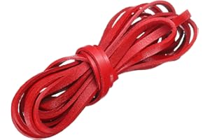 uxcell Flat Leather Cord, 3.3 Yard 5mm Leather String Strips Lacing for DIY Crafts Making Bracelet Purse Strap, Red