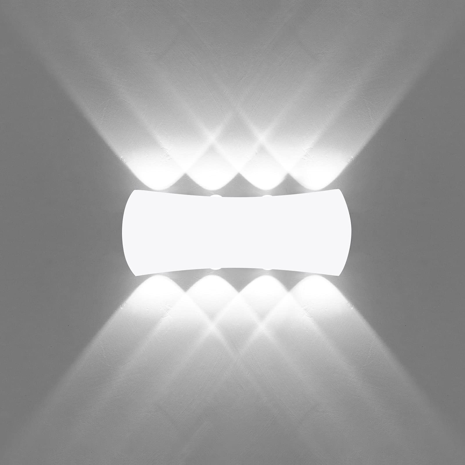 KAWELL 8W Modern Wall Lamp LED Wall Light Up Down Aluminum Wall Wash Light Indoor Outdoor Waterproof IP65 for Bathroom Porch Bedroom Corridor Living Room Stairs Hallway, White 6000K