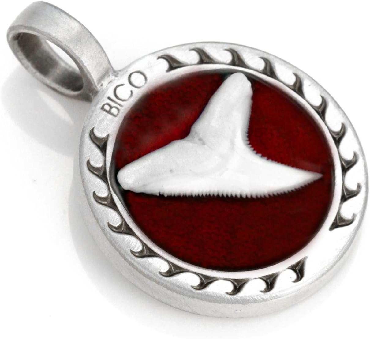 Bico Shark's Tooth Pendant (B113) - Strength and Stamina - Coloured Resin and Metal