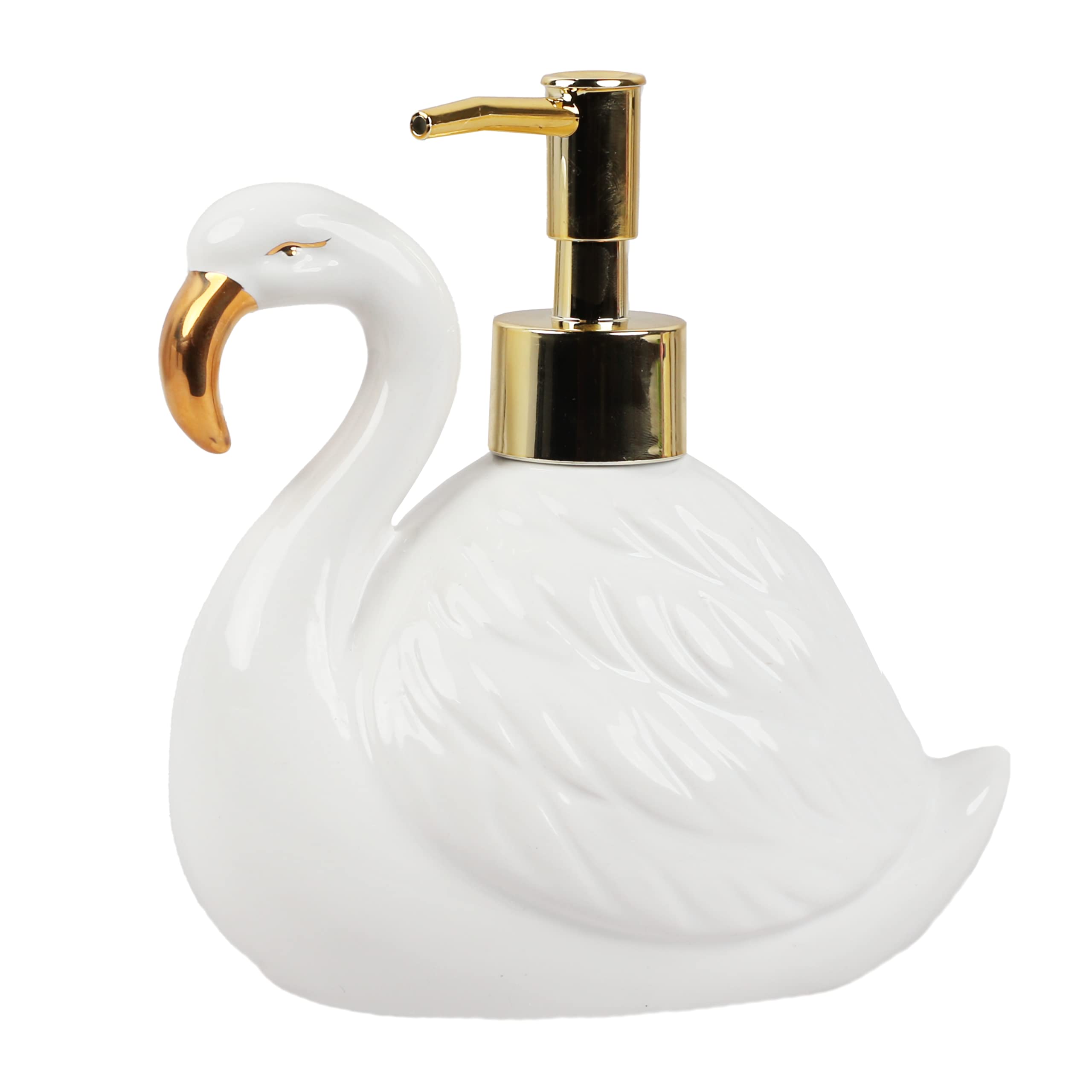 Servette Home Flamingo Soap Dispenser with Pump for Bathroom or Kitchen Sink, White Flamingo — image 1