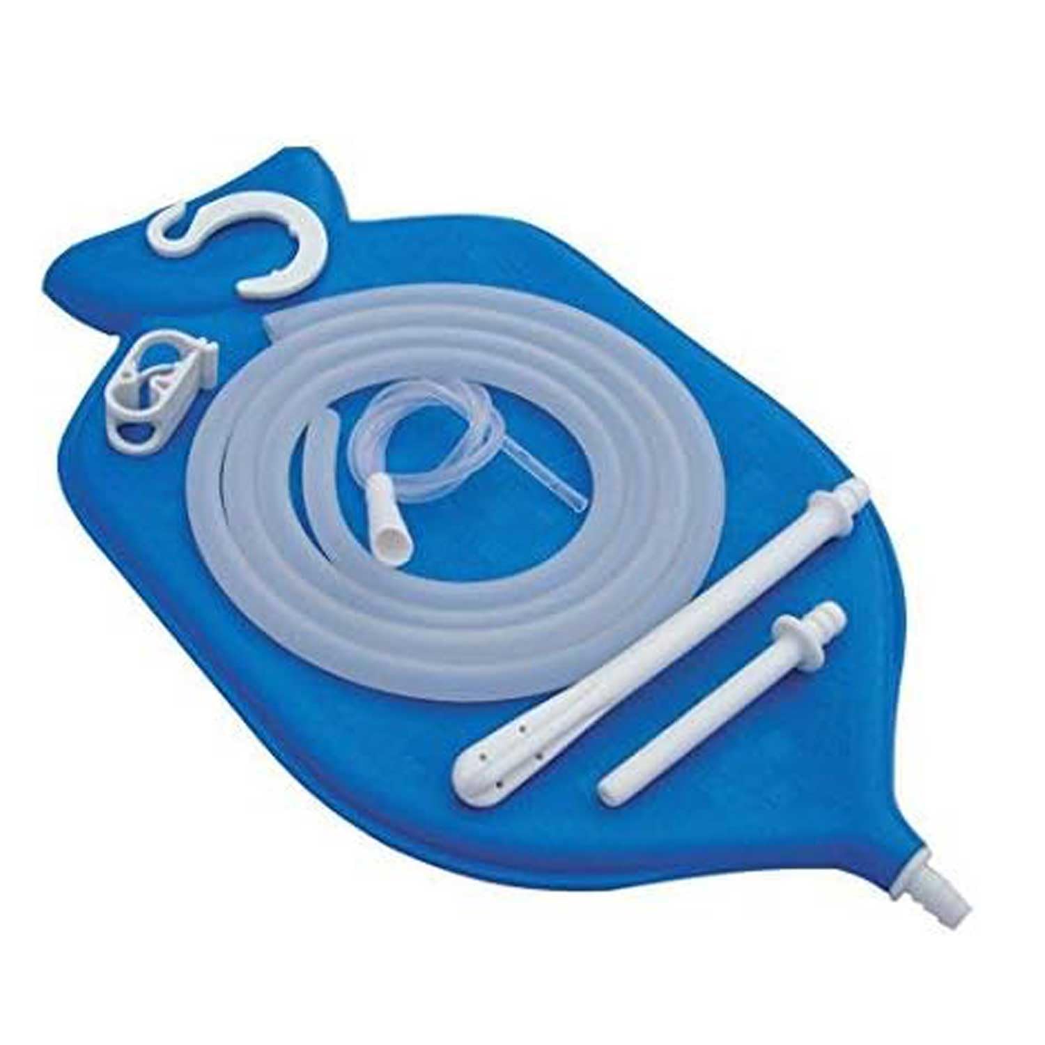 Ancient Impex Rubber Enema Bag Kit for Colon Cleansing – 2 Quarts Open Top, Blue, with Silicone Hose & All Accessories Included – Reusable Home Detox & Constipation Relief System.
