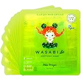 miss dragon Wasabi Soothing Mask (10 Pack) – Calming & Hydrating Korean Face Mask with Hyaluronic Acid Gel Essence, Vegan for Sensitive Skin