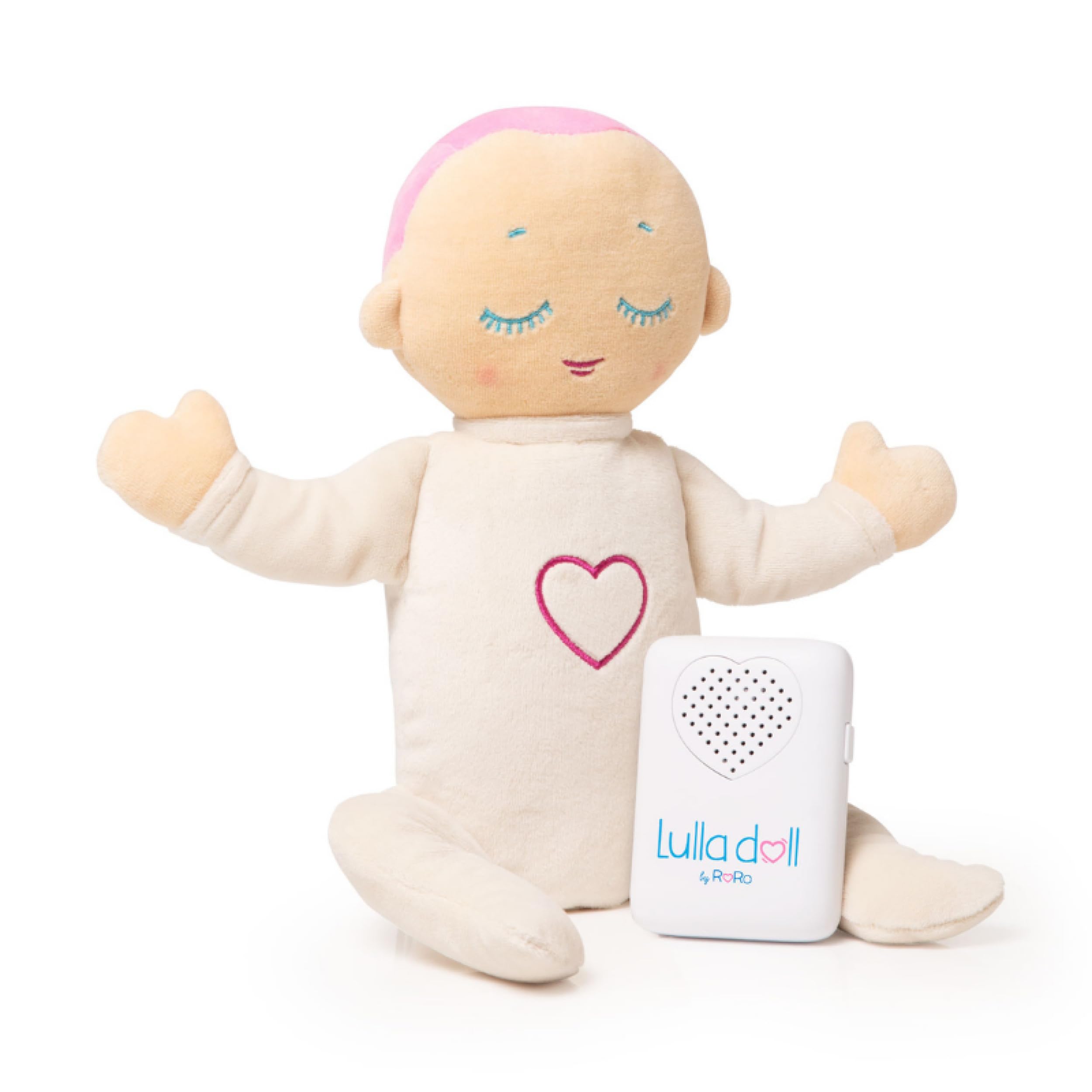 Lulla Doll Baby Sleep Aid - Newborn Soft Doll with Real Life Heartbeat and Breathing Sound Machine, Suitable from Birth, 12hr Continuous Play, Machine Washable, Perfect, Coral